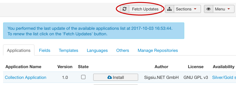 SobiPro Application Manager - Fetch Updates screenshot