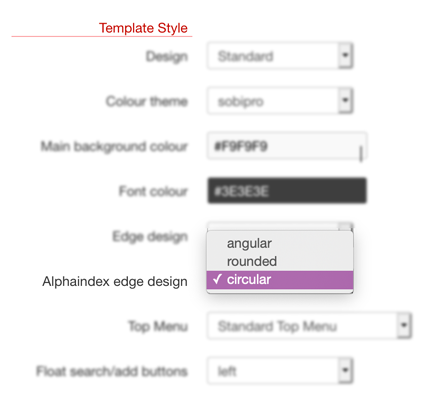 Template Settings - Alphaindex edge design screenshot