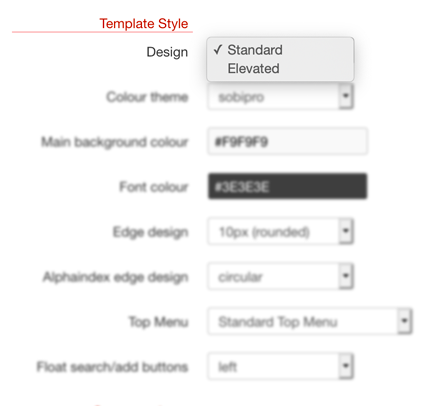 Template Settings - Design screenshot