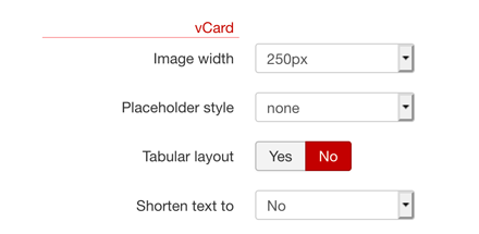 Template Settings - Entries Settings for Listing Views (vCards) screenshot