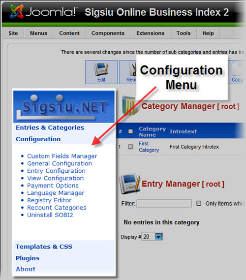 Configuration Menu