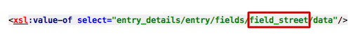 XSL Syntax for a un-formatted field screenshot