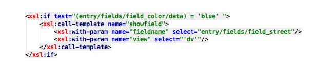 XSL Syntax for an if clause in XSL screenshot