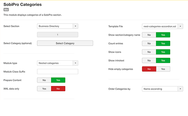 Module settings (1)