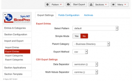 Export Entries Settings