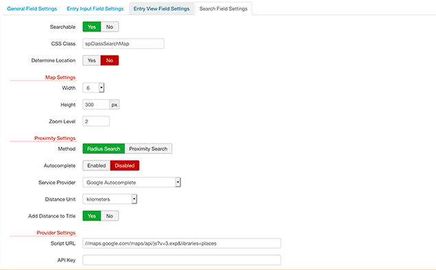 Search Field Settings