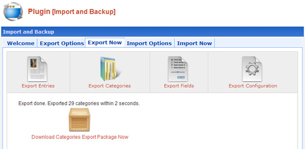 Import and Backup Plugin screenshot