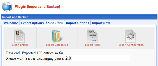 Import and Backup Plugin screenshot