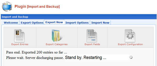 Import and Backup Plugin screenshot