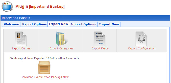 Import and Backup Plugin screenshot