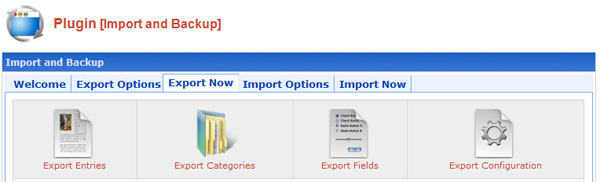 Import and Backup Plugin screenshot