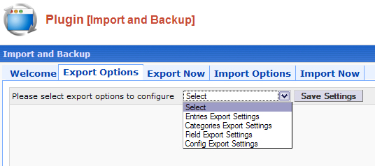 Import and Backup Plugin screenshot