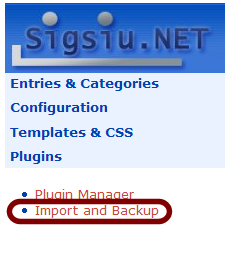 Import and Backup Plugin screenshot