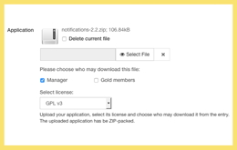 Download Field for SobiPro component  - entry form with permission and license selection screenshot