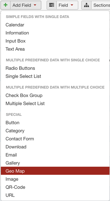 Edit or add an SP-GeoMap Field screenshot