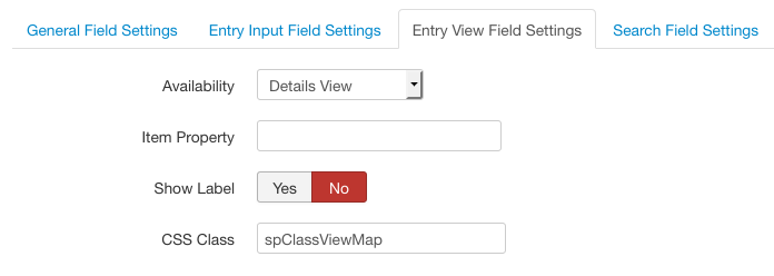 Entry View Field Settings screenshot