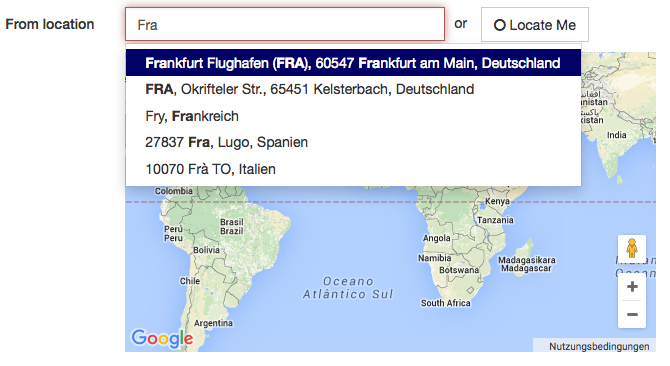 Google Search with Autocomplete function screenshot