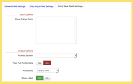 Profile Field for SobiPro component  - Entry View Field settings screenshot