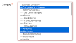 Category Field of SobiPro component - Multiple Select List method screenshot