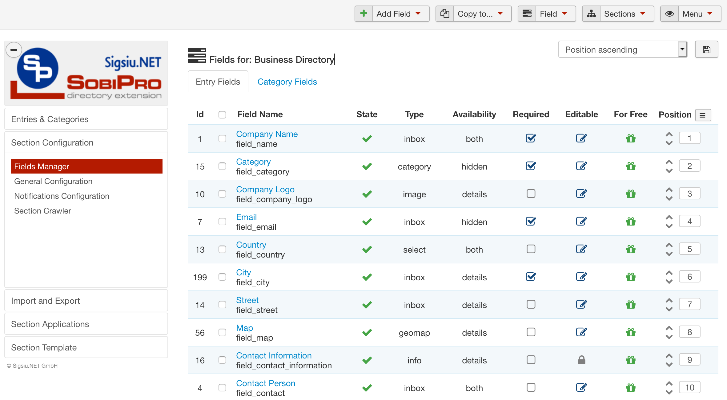 Fields Manager screenshot