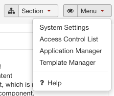 SobiPro Control Panel - Menu button screenshot