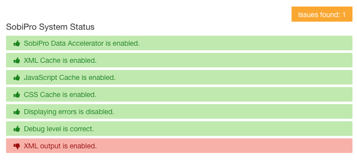 SobiPro Control Panel - System Status screenshot