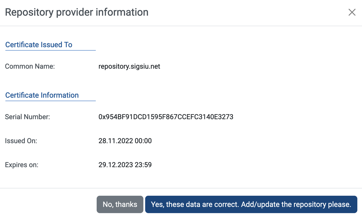 SobiPro Repository Certificate screenshot
