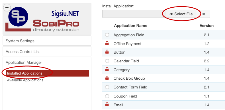 SobiPro Application Manager - Installation screenshot