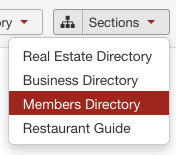 SobiPro - Access a section via button menu screenshot