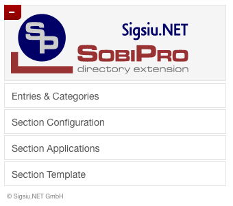 The Section Menu of SobiPro screenshot