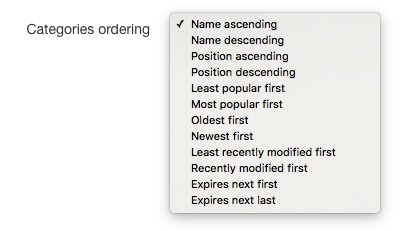 Template Settings - Categories Ordering screenshot