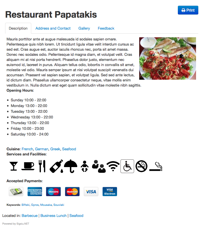 Restaurants Guide Template for SobiPro