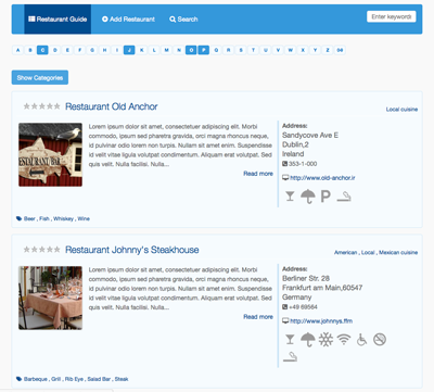 Restaurant Guide on SobiPro Demo Site