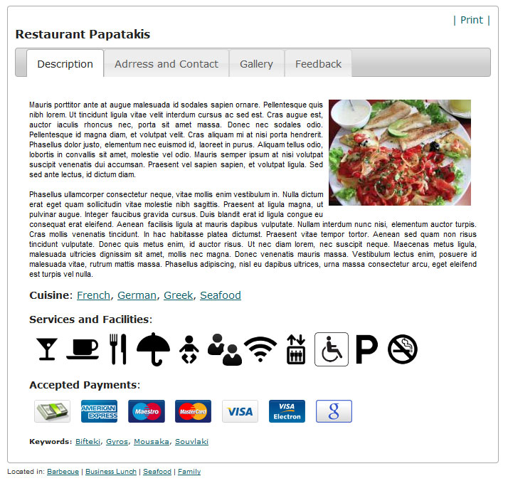 SobiPro - A Restaurant Guide